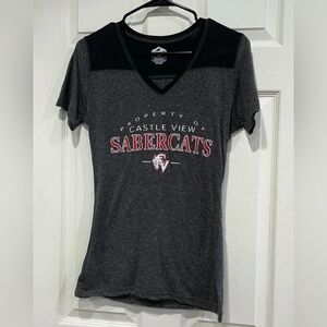 CastleView Sabercats Womens T Shirt Tee Charm V-Neck